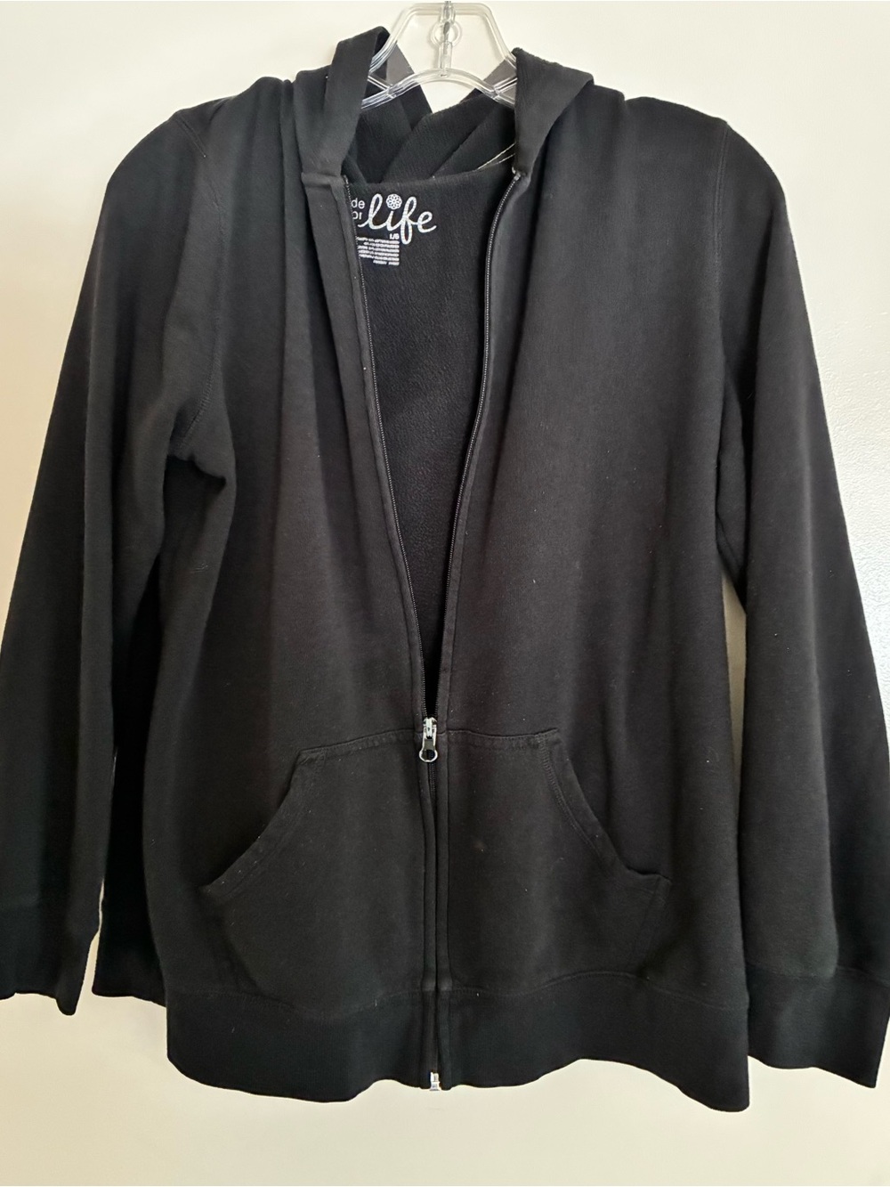 Made for Life Women’s Black Fleece Full Zip Hooded Hoodie Jacket w/ Pockets